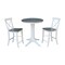 International Concepts Round 30 in Rd Ped Gathering Ht Table, 2 X-Back Stools, White/Heather Gray, 30 in W, 30 in L, Wood K05-30RT-27B-S6132-2 - alternate 1